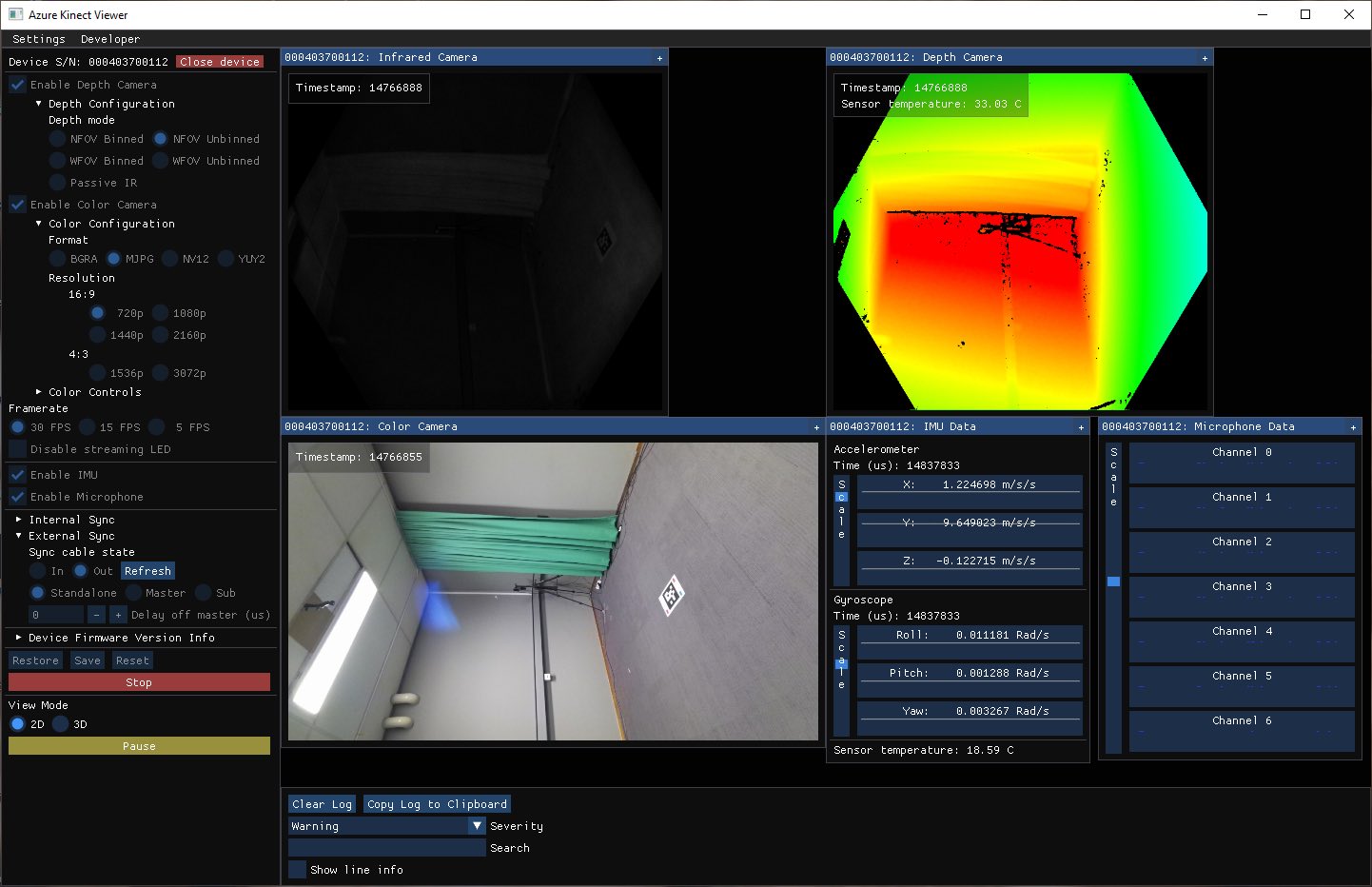 Screenshot of RGB and D capture